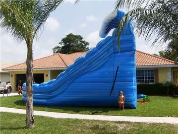 Ruelle gonflable énorme bleue de Comercial de glissière d'eau de baleine double pour des enfants