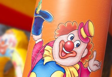 2 dans 1 château plein d'entrain de videurs des enfants jaunes combinés gonflables de clown avec la glissière