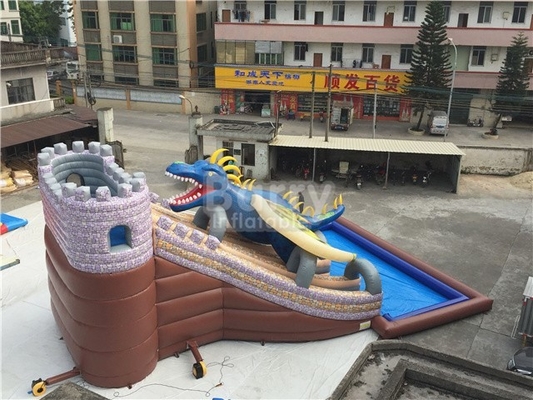 Matériel industriel de bâche de PVC de Dragon Inflatable Water Slide 15X11X8M 0.9mm