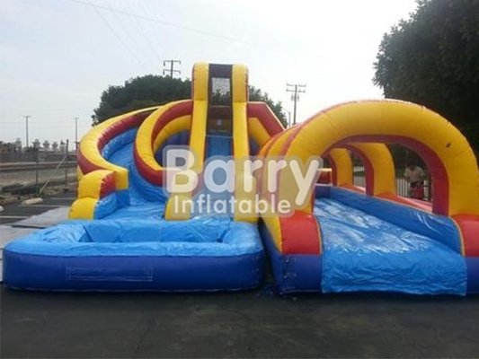 Arrière-cour folle Barry Inflatable Water Slides d'argent liquide couleur jaune et bleue de 17ft