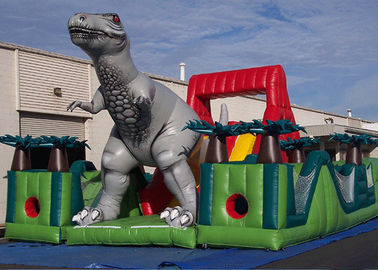 Parcours de combattant gonflable de dinosaure jurassique étonnant de survivant, parcours de combattant d'enfant en bas âge