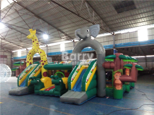 thème animal de PVC de 0.55mm de parc d'attractions de videur de glissière de jungle gonflable de terrain de jeu