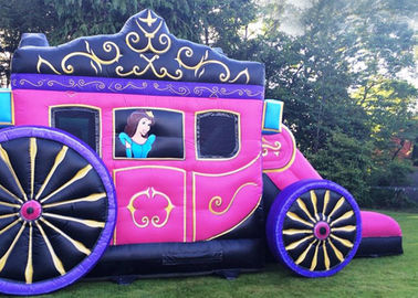 12' x 18' ou taille adaptée aux besoins du client badine l'impression rose de princesse Inflatable Carriage Castle With