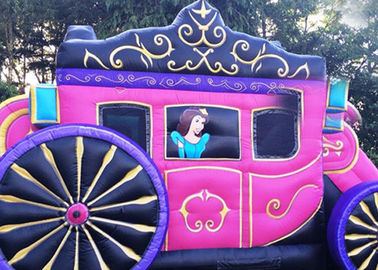 12' x 18' ou taille adaptée aux besoins du client badine l'impression rose de princesse Inflatable Carriage Castle With