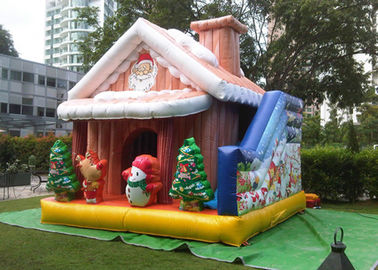 Château plein d'entrain gonflable de Père Noël de Joyeux Noël de PVC de Cuatomized 0.55mm pour le jeu d'enfants