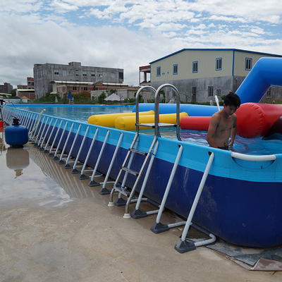 piscine mobile de cadre en métal de bâche de 0.9mm au-dessus des piscines gonflables au sol dehors