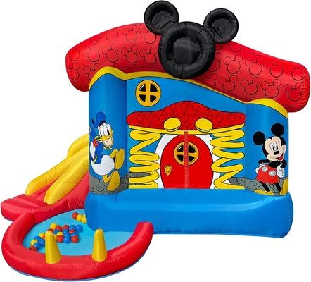 Chambre gonflable de Disney Mickey Mouse Funhouse Outdoor Bounce de videur de PVC de 0.55mm avec la glissière