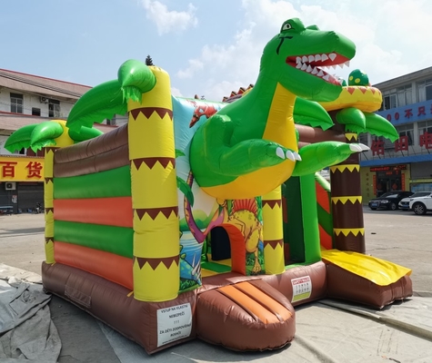 Château plein d'entrain gonflable fait sur commande avec la Chambre de rebond de thème de dinosaures de glissière pour des enfants