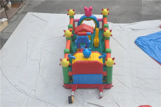 Château plein d'entrain gonflable sautant coloré de maison de rebond avec la glissière pour les enfants extérieurs