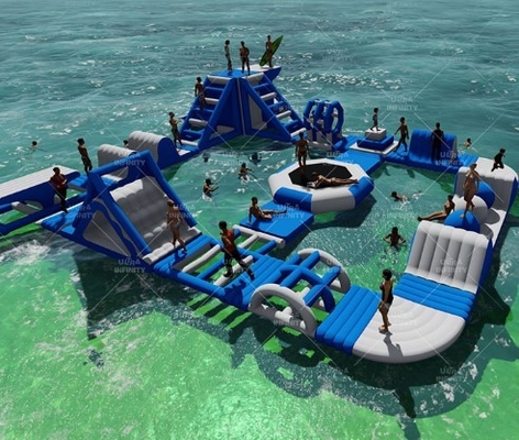 La famille de parcs aquatiques de flottement gonflable de parcs aquatiques de bâche d'OEM flottent l'île d'explosion