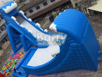 Glissière d'eau gonflable géante bleue de la vague 36 * 20 * 15m avec le ventilateur de la piscine CE/UL