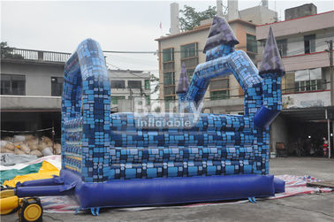 château plein d'entrain de Chambre de bloc bleu gonflable de videur de PVC de 0.55mm pour le festival de Halloween
