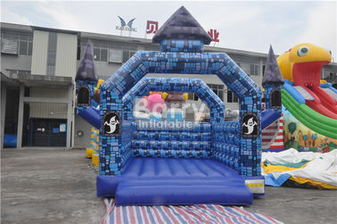 château plein d'entrain de Chambre de bloc bleu gonflable de videur de PVC de 0.55mm pour le festival de Halloween