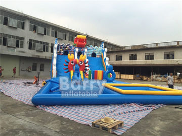 Glissières d'eau gonflables bleues de lame de harnais de dragon d'été grandes avec la piscine pour l'amusement d'enfants