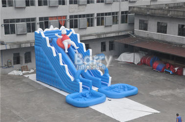 Grandes diapositives d'eau gonflables d'ours bleu 12x9x7m avec la piscine 2