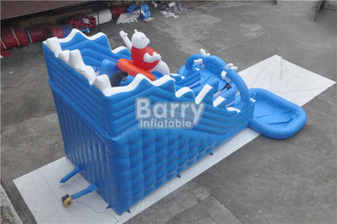 Grandes diapositives d'eau gonflables d'ours bleu 12x9x7m avec la piscine 2