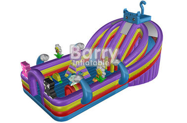 Équipement gonflable fait sur commande de terrain de jeu d'enfant en bas âge de chat bleu/terrain de jeu d'enfants avec la Chambre sautante colorée de rebond
