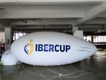 blanc gonflable de dirigeable souple de long hélium de 6m pour annoncer la résistance de feu de promotion