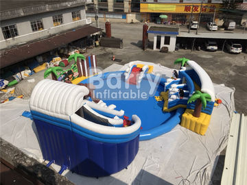Parc aquatique gonflable de PVC Aquapark de coutume avec la piscine et glissière pour des enfants