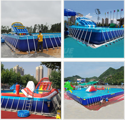 Grand cadre portatif de natation en métal d'acier inoxydable de piscine d'eau de PVC
