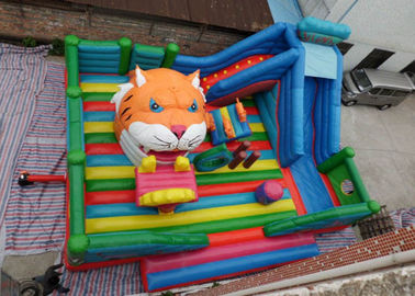 Le château plein d'entrain gonflable des enfants de tête de tigre d'amusement avec la glissière