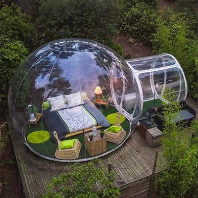 tente transparente de bulle de PVC de 1mm avec les tentes de camping gonflables de tunnel