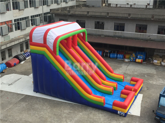 Glissières d'eau gonflables de double ruelle d'arc-en-ciel de bâche de PVC pour le terrain de jeu d'enfants