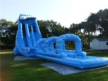 Glissement gonflable bleu et glissière d'adultes géants long double avec la piscine