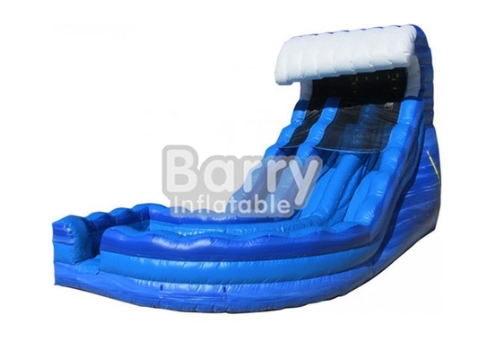 Glissières d'eau gonflables de vague bleue commerciale de courbe pour des enfants