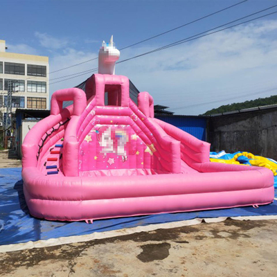 Glissière rose mobile de princesse Bouncer With Pool de parc aquatique moulu gonflable de Commerical