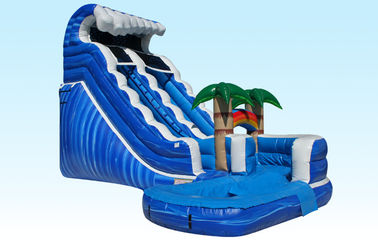 Glissière gonflable de vague de monstre bleu de jungle de PVC avec la piscine, 25L x 15W x 18H