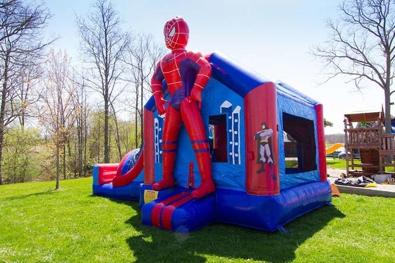 Chambre combinée gonflable de rebond de super héros d'aventure extérieure de Spiderman avec la glissière