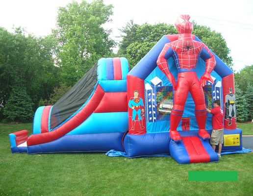 Chambre combinée gonflable de rebond de super héros d'aventure extérieure de Spiderman avec la glissière