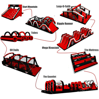 Utilisation commerciale PVC gonflable 5k course d'obstacles avec durabilité résistante au feu et kits de réparation