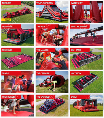 Utilisation commerciale PVC gonflable 5k course d'obstacles avec durabilité résistante au feu et kits de réparation