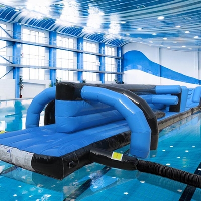 Cours d'obstacles gonflable pour jouets d'eau pour piscine 13M Noir et bleu Twin Track Pool gonflable Aqua Run