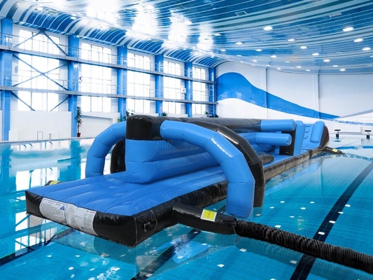 Cours d'obstacles gonflable pour jouets d'eau pour piscine 13M Noir et bleu Twin Track Pool gonflable Aqua Run