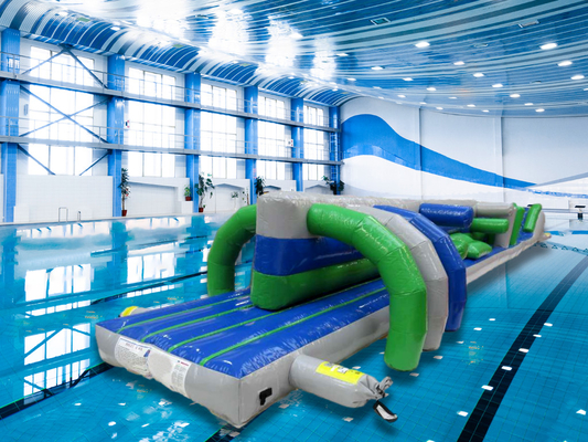 Fantastique jouets d'eau gonflables 15M piscine à pistes jumelles cours d'obstacles flottant gonflables d'eau