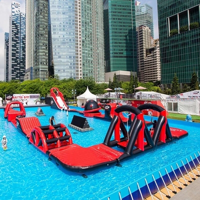 Couches soudéses obstacle gonflable à l'eau géant parc aquatique flottant sur cadre piscine
