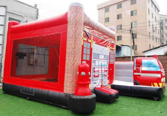 OEM ODM 3 en 1 station de pompiers maison de rebond avec piscine saut à l' élastique château de saut à l' élastique obstacle pour les enfants