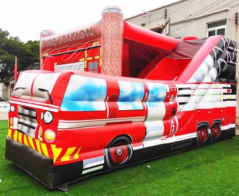 OEM ODM 3 en 1 station de pompiers maison de rebond avec piscine saut à l' élastique château de saut à l' élastique obstacle pour les enfants