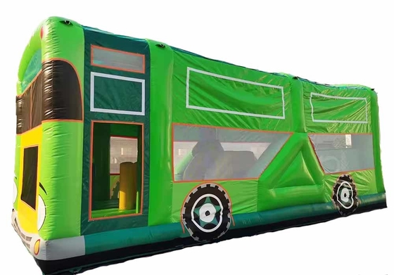 Commercial Adultes Enfants Pastel Fête Bus scolaire Bounce House Avec petit toboggan et parcours d'obstacles