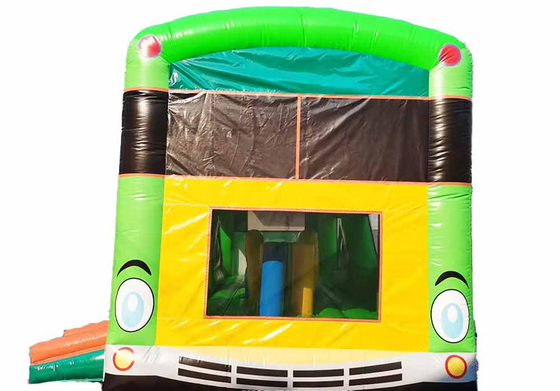 Commercial Adultes Enfants Pastel Fête Bus scolaire Bounce House Avec petit toboggan et parcours d'obstacles
