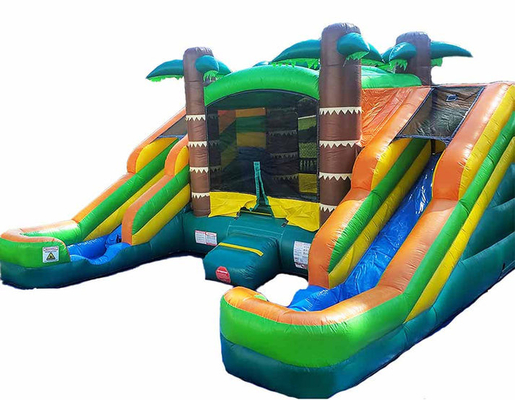 Double glissière tropical maison de saut pour enfants