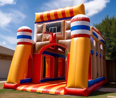 Commercial Bouncy Castle Basketball Bounce House avec Hoop combiné avec le jeu de sport