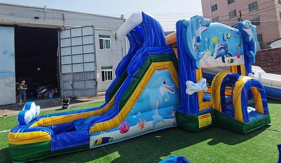 Maison sur mesure avec glissade du monde sous-marin Le château de saut pour les enfants