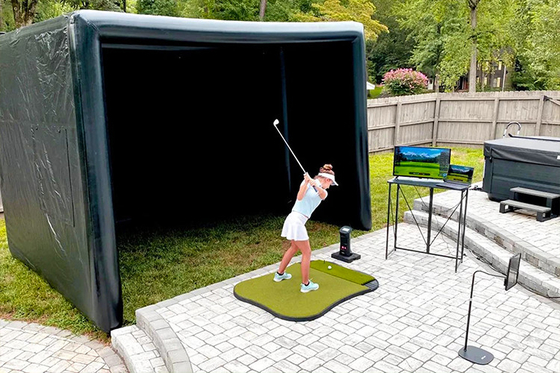 Cage d'entraînement de golf portable Simulateur de golf gonflable Projecteur Tente de tir avec écran