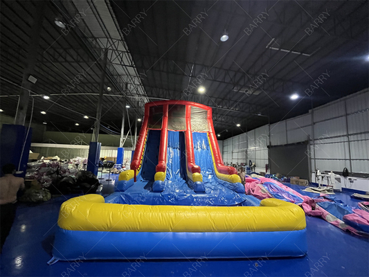 10.5x5.4x6.6m Commercial double voie géant gonflable toboggan de l' eau Jumper rebondissant lune rebondir toboggan d' eau pour la piscine adulte