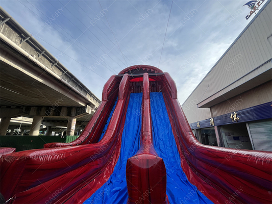 Fabrique personnalisée commercial Red Giant Water Slide Excitant gonflable Slip N Fly Zip Line Jeu de sport