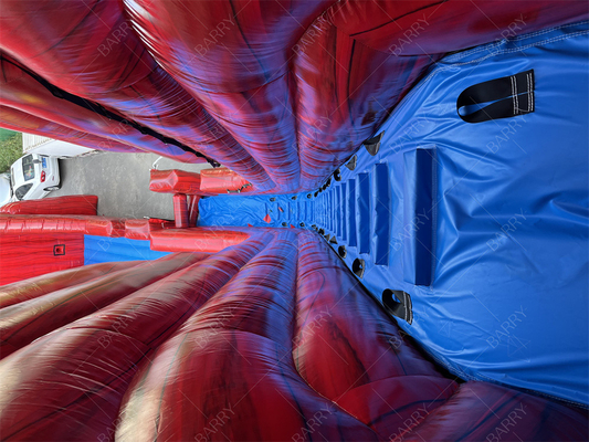 Fabrique personnalisée commercial Red Giant Water Slide Excitant gonflable Slip N Fly Zip Line Jeu de sport